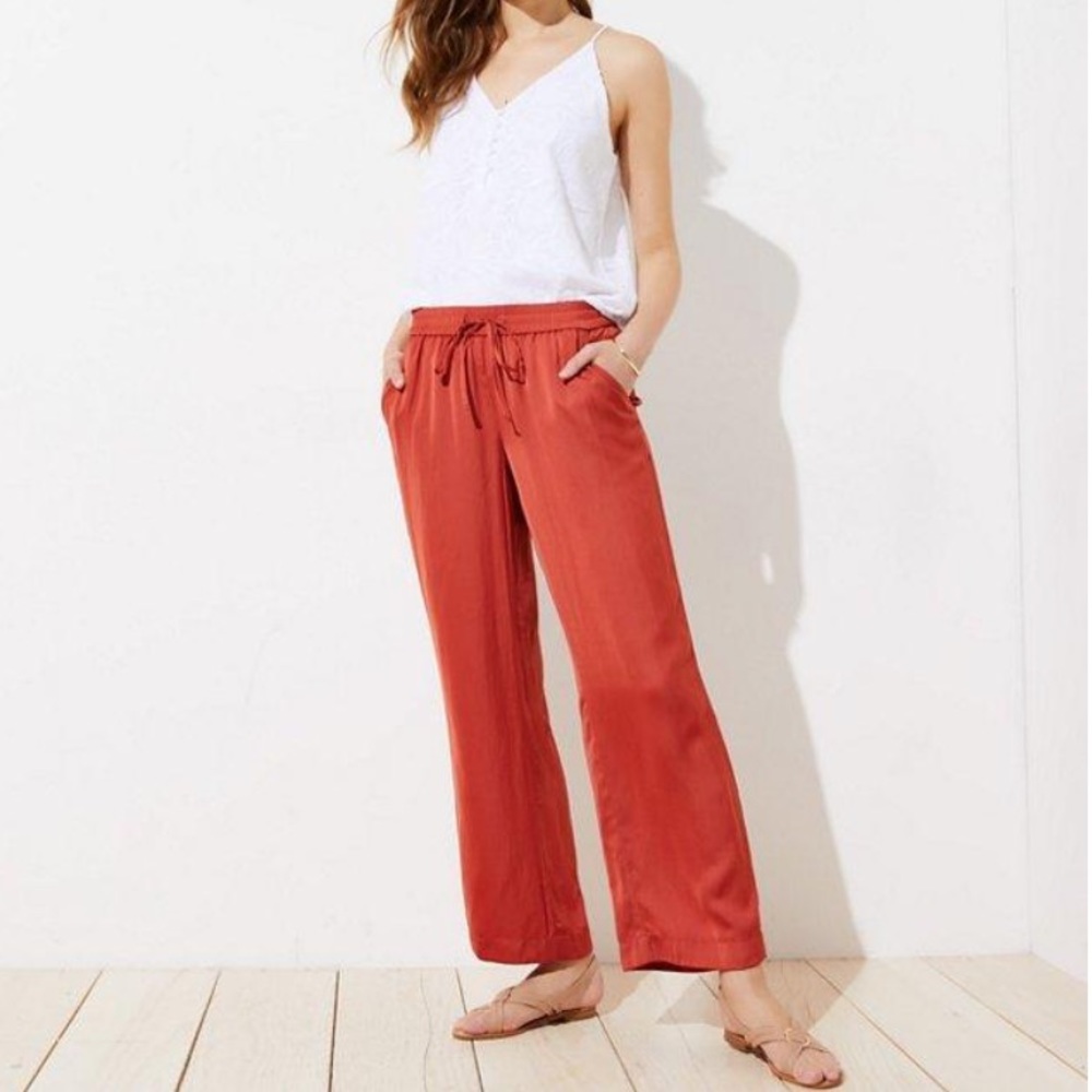 NWT LOFT Petite Satin Fluid Drawstring Pants